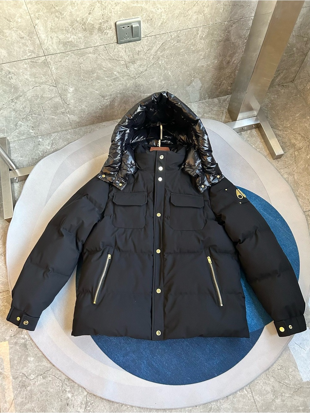 Men's Black Puffer Jacket with Hood
